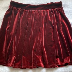 Garage red velvet circle skirt